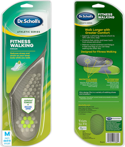 Dr. Scholls FITNESS WALKING Insoles/Reduce Stress and Strain on your Lower Body while you Walk and Reduce Muscle Soreness for Mens 814 also available for Womens 610 1 Pair