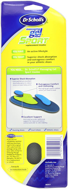 Dr. Scholls Massaging Gel Sport Replacement Insoles Womens Sizes 610 1Pair