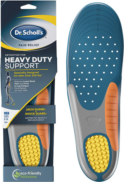 Dr. Scholls Heavy Duty Support Pain Relief Orthotics Designed for Men over 200lbs with Technology to Distribute Weight and Absorb Shock with Every Step for Mens 814