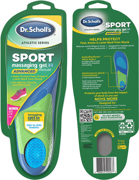 Dr. Scholls Athletic series Advanced Sport Massaging Gel Insoles for Womens sizes 610 Multicolor