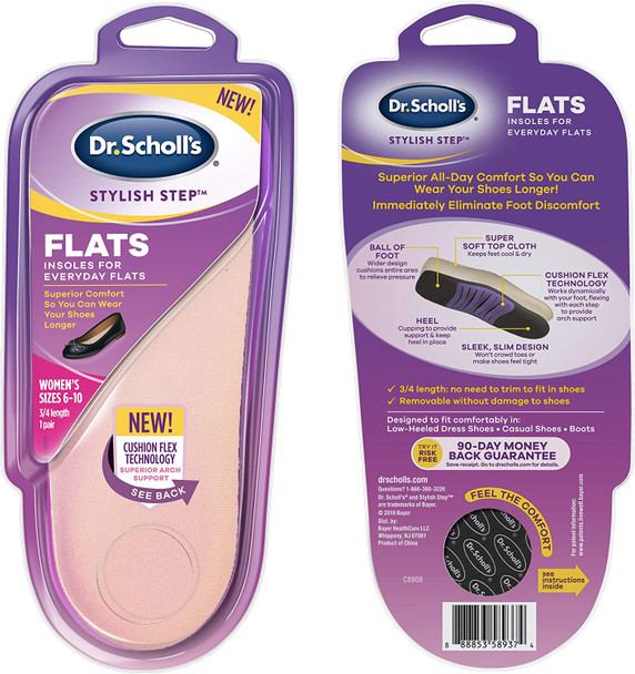 Dr. Scholls Cushioning Insoles for Everyday Flats Low Heels Dress  Casual Shoes Boots for Womens 610