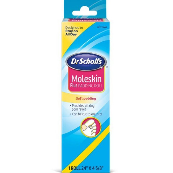 Dr. Scholls Moleskin Soft Padding Roll 24In X 4 5/8 Pieces Pack of 3