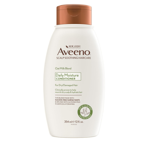Aveeno Scalp Soothing Oat Milk Blend Conditioner For Daily Moisture And Light Nourishment, Sulfate Free Conditioner, No Dyes Or Parabens, 12 Fl. Oz, Almond, 1 Count