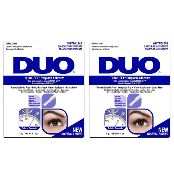 DUO QuickSet Clear False Strip Lash Adhesive Dries Invisible 0.18 oz x 2 Packs