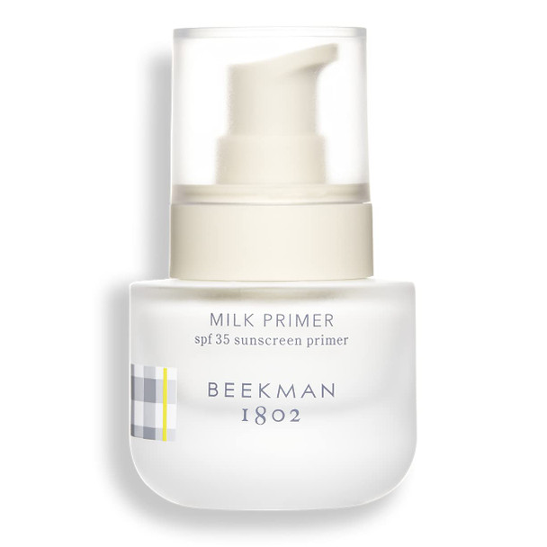 Beekman 1802  Milk Makeup Primer SPF 35 2In1 Daily Sunscreen Defense  Makeup Perfecter  Invisible Natural Mineral Zinc Oxide Sunscreen  Face Primer for Sensitive Skin  0.5 oz