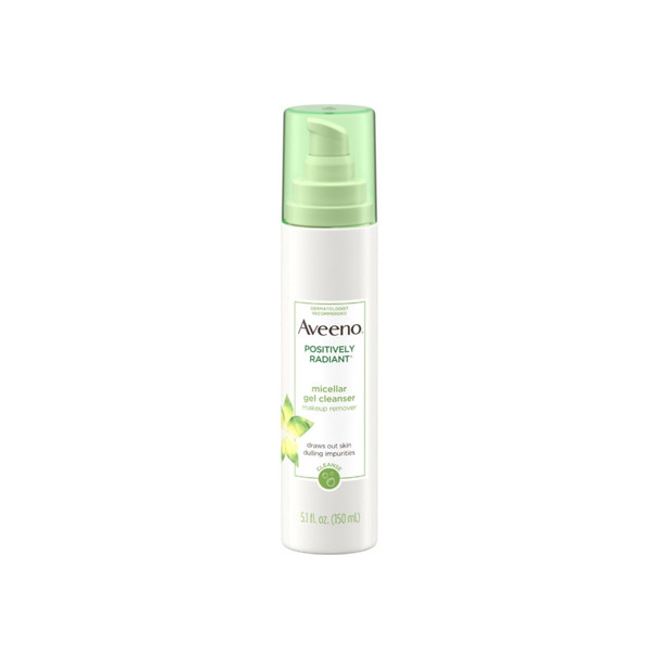 Aveeno Positively Radiant Hydrating Micellar Gel Facial Cleanser With Moisture Rich Soy & Kiwi Complex, Hypoallergenic 5.1  Oz