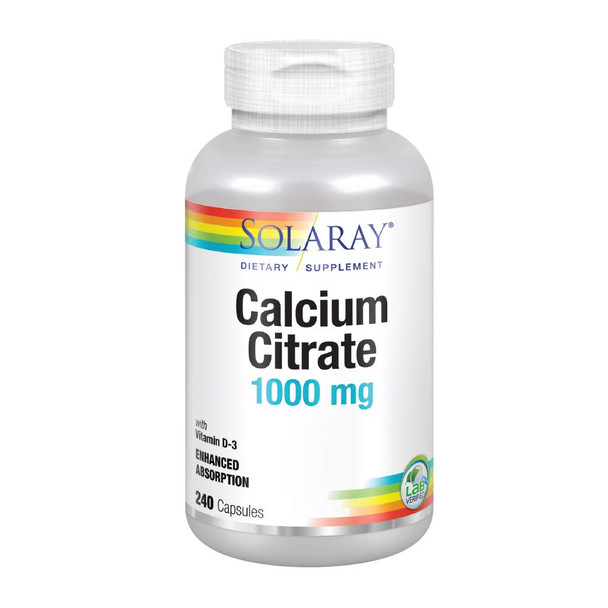 Solaray Calcium Citrate with Vitamin D-3 1000mg | for Healthy Bones & Teeth, Cardiovascular, Muscle & Nerve Function | Enhanced Absorption | 240 Ct