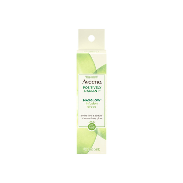 Aveeno Positively Radiant MaxGlow Infusion Drops with Moisture Rich Soy & Kiwi Complex, Moisturizing Facial Serum 0.17 oz