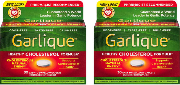 Garlique Healthy Cholesterol Formula with 5000 mcg of Allicin 60 Enteric Coated Caplets Pack of 2