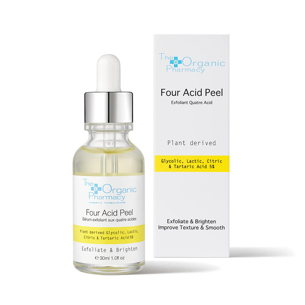 The Organic Pharmacy Four Acid Peel Gentle Exfoliator Derived from Natural Ingredients Reduces Blemishes and Acne Use Nightly 30mL