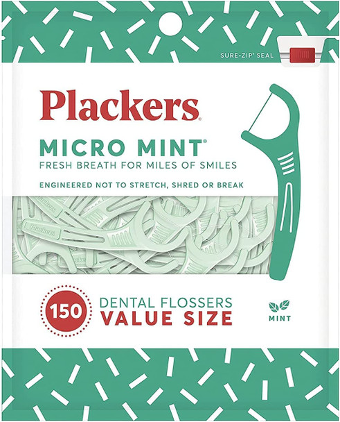 Plackers Micro Mint Dental Floss Picks 150 Count 2 Pack