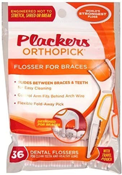 Plackers Orthopick Flosser for Braces Pack of 2 36 Flossers Each
