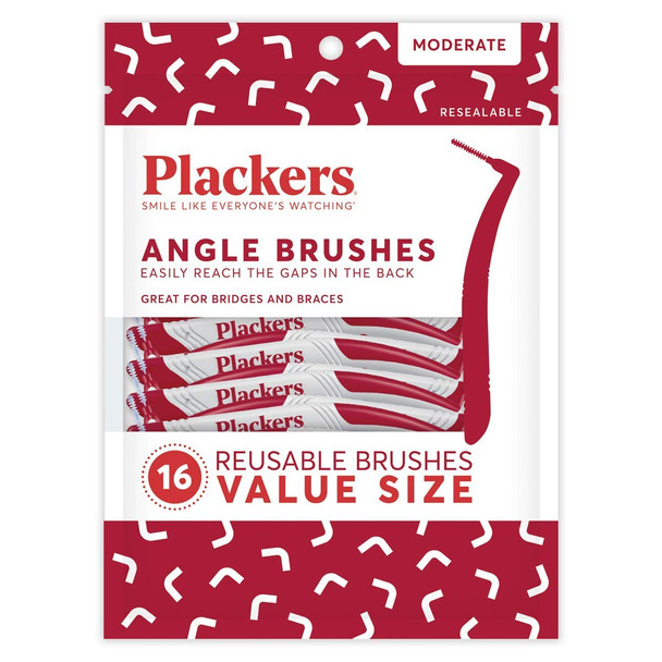 Plackers Angle Interdental Brushes Value Pack 16 Pieces