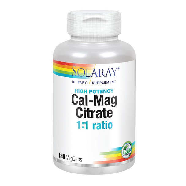 Solaray Cal-Mag Citrate 1:1 | Calcium & Magnesium Citrate | for Healthy Bones, Teeth, Muscle & Nervous System Function | High Absorption | 180 Count