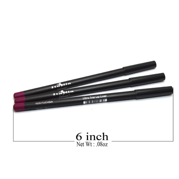 3 Pcs x Italia 1035 Fuchsia Ultra Fine Eye liner Pencil Lip Gray Eyeliner Set  Free Earring