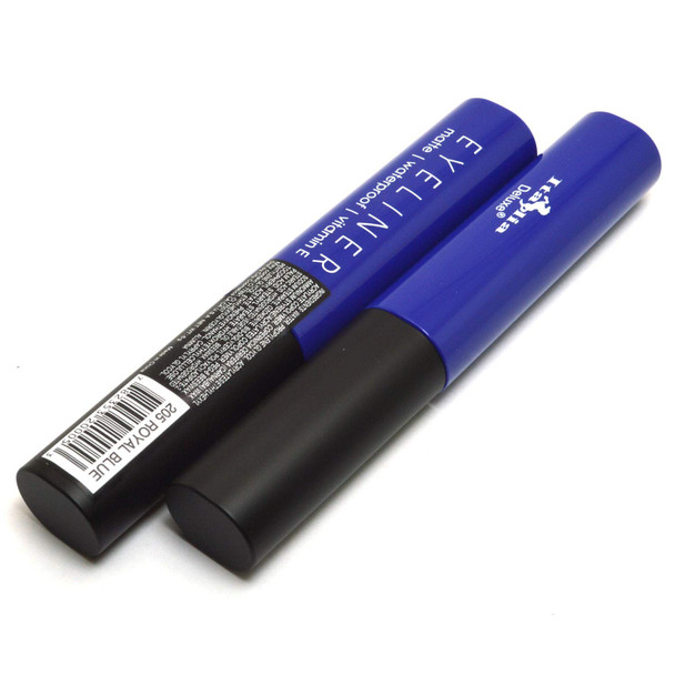 Italia Deluxe Makeup 2pcs of Classic Liquid Eyeliner 205 Matte Royal Blue Eye Liner Vitamin E  ZipBag