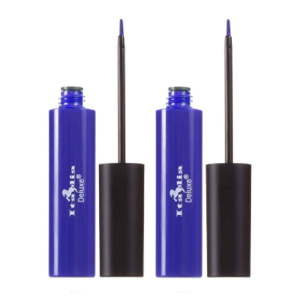 Italia Deluxe Makeup 2pcs of Classic Liquid Eyeliner 205 Matte Royal Blue Eye Liner Vitamin E  ZipBag