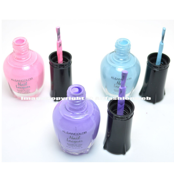 3 Kleancolor Nail Polish Pastel Pink Purple Blue Collection Lacquer Free Earring By Kleancolor