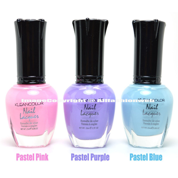 3 Kleancolor Nail Polish Pastel Pink Purple Blue Collection Lacquer Free Earring By Kleancolor