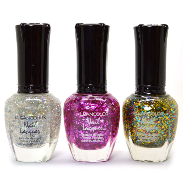 3 kleancolor nail glitter polish starry purple star blind date lacquer free zipbag