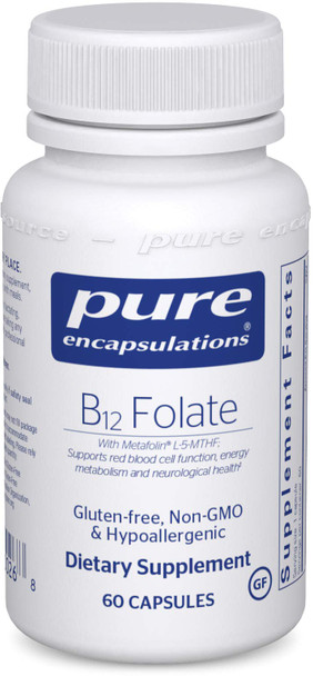 Pure Encapsulations B12 Folate | Energy Supplement to Support Emotional Wellness, Nerves, and Cognitive Health | 60 Capsules