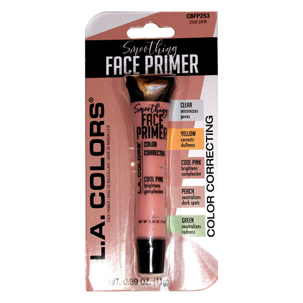 L.A. Colors 1 Tube Smoothing Face Primer Color Correcting Makeup Fills In Lines and Pores  Cool Pink Brightens Complexion CBFP253