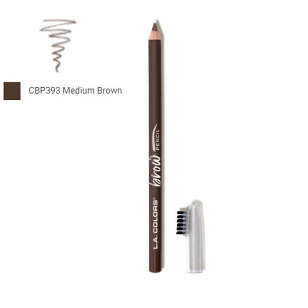 L.A. Colors 1 On Point Brow Pencil  CBP393 Medium Brown  Matte Finish Eyebrow Eye Brow  Free Zipper Bag