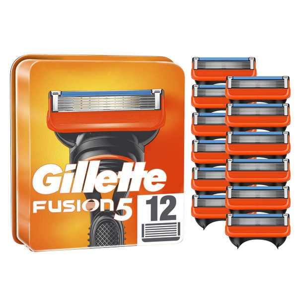 Gillette Fusion5 Men's Razor Blades with Precision Trimmer, Pack of 12 Refill Blades