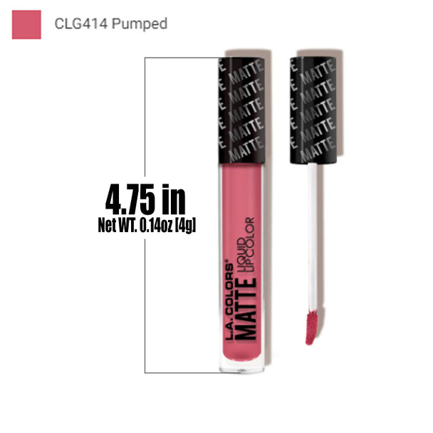 L.A. Colors 1 Matte Liquid Lip Color Lipgloss  CLG414 Pumped  Lip Gloss Paint Stick  Free Zipper Bag