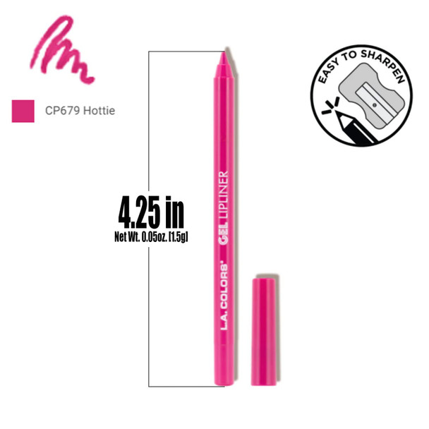 L.A. Colors 1 Gel Lipliner  CP679 Hottie  Long Wear Glide on Formula Lip Liner Pencil  Free Zipper Bag L.A. Colors 1 Gel Lipliner  CP679 Hottie  Long Wear Glide on Formula Lip Liner Pencil  Free Zipper Bag