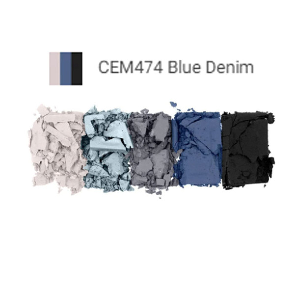 1 L.A. Colors  CEM474 Blue Denim  5 Color Matte Eyeshadow Palette Eye Shadow  Free Zipper Bag