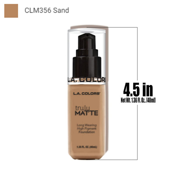 1 L.A. Colors  CLM356 Sand  Truly Matte Liquid Foundation Powder Like Finish  Free Zipper Bag