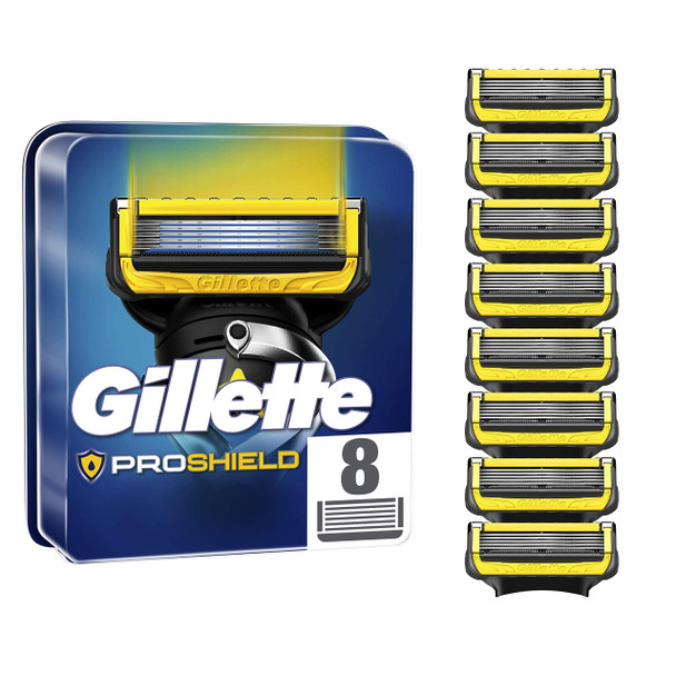 Gillette ProShield Power Men's Razor Blades with Precision Trimmer, Pack of 8 Refill Blades