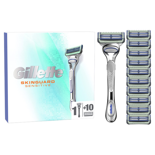Gillette SkinGuard Sensitive Men's Razor with Precision Trimmer + 11 Refill Blades