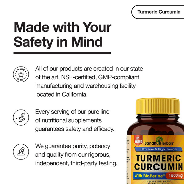 Turmeric Curcumin with Black Pepper Extract 1500mg Highest Potency High Absorption Joint & Healthy Inflammatory Support with 95% Curcuminoids 120 Veggi Capsules (120 Count)