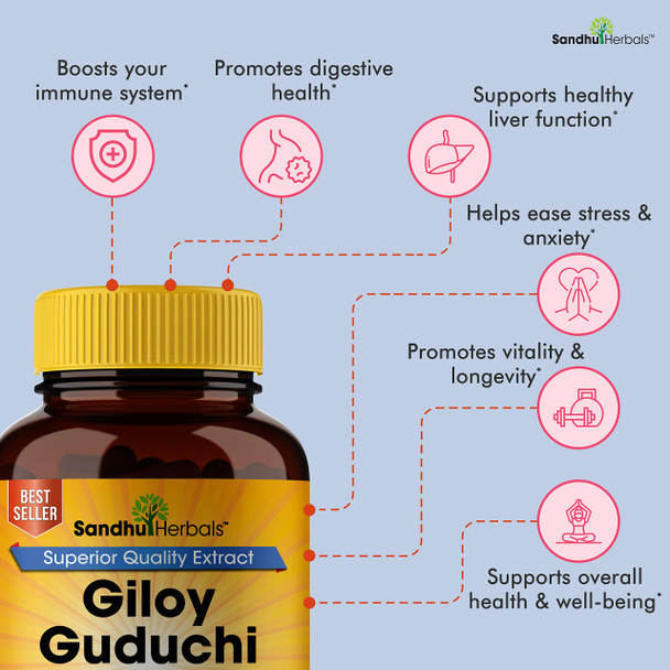 Giloy Guduchi Tinospora Cordifolia Supports Immune Health Vegetarian Capsules 120 Ct