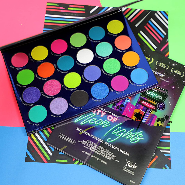 RUDE  City of Neon Lights  24 Vibrant Pigment  Eyeshadow Palette