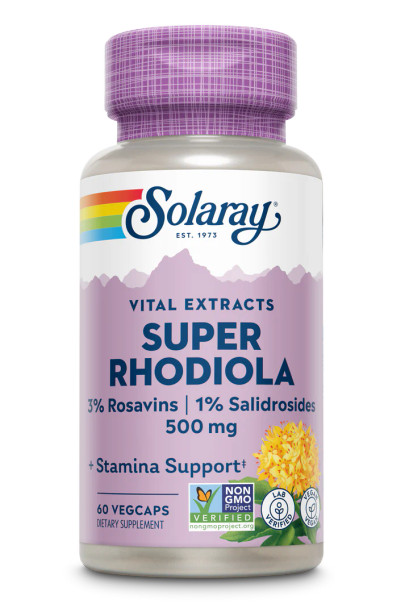 Solaray Super Rhodiola Root Extract 500mg | Herbal Adaptogen for Healthy Stress & Energy Support | Guaranteed Potency | Non-GMO & Vegan | 60 VegCaps