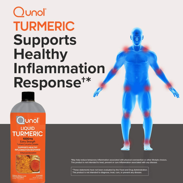 Qunol Liquid Turmeric Curcumin with Black Pepper 1000 Milligram Supports Healthy Inflammation Response and Joint Support Dietary Supplement Extra Strength 60 Servings 30.4 fl oz pack of 1