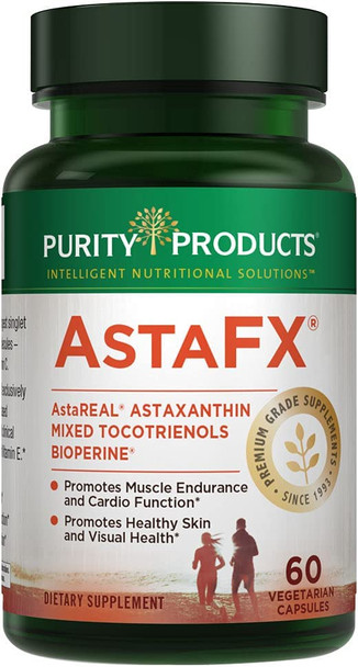 AstaFX Astaxanthin Antioxidant Super Formula from Purity Products  Clinically Tested 4 mg AstaREAL with Full Spectrum Tocotrienols vitamin E  BioPerine Black Pepper  Piperine  60 Vegetarian Caps