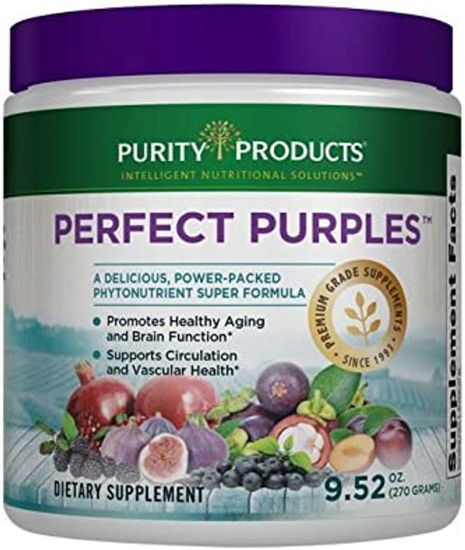 Perfect Purples Powder by Purity Products  Phytonutrient Rich Healthy Aging Super Formula  Support Total Body Health  High ORAC Power  P40p Pomegranate Extract w/ 40 Punicosides  30 Day Supply