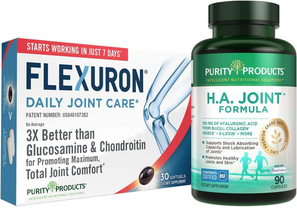 Flexuron Joint Formula  H.A. Joint  Purity Products  Flexuron Krill Oil Low Molecular Weight Hyaluronic Acid Astaxanthin  HA Joint BioCell Collagen Boswellia Serrata Quercetin H.A.  More