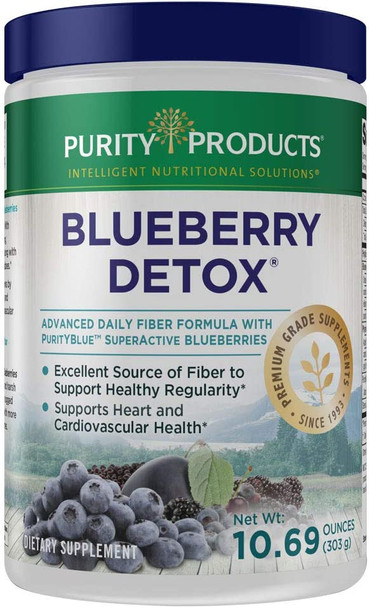 Advanced Blueberry Detox Daily Fiber Formula by Purity Products  Featuring PurityBlue Organic Wild Blueberries  A Full 6 Grams of Detoxifying Regularity Promoting Prebiotic Fiber  30 Servings