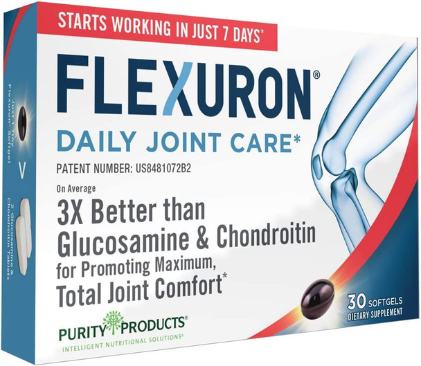 Flexuron Joint Formula by Purity Products  3X Better Than Glucosamine and Chondroitin  Starts Working in just 7 Days  Krill Oil Low Molecular Weight Hyaluronic Acid Astaxanthin  30 Count 1