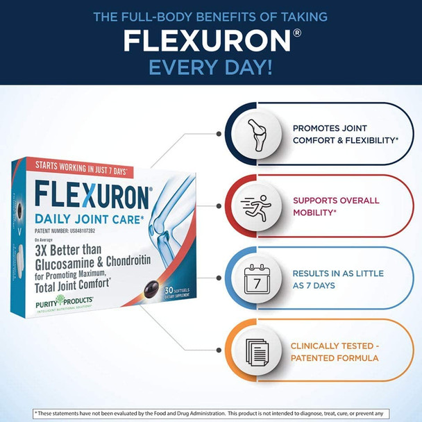 Flexuron Joint Formula by Purity Products  3X Better Than Glucosamine and Chondroitin  Starts Working in just 7 Days  Krill Oil Low Molecular Weight Hyaluronic Acid Astaxanthin  30 Count 1