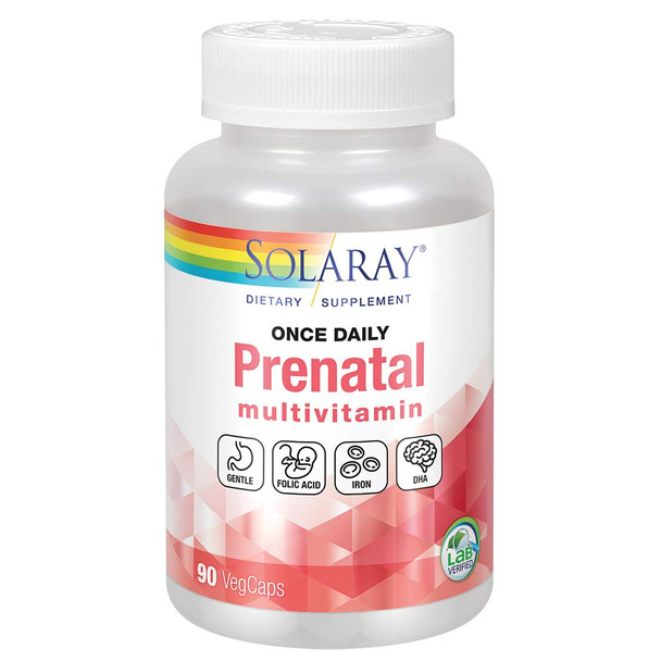 Solaray Once Daily Prenatal Multivitamin With Iron & Dha | Morning Ease Herbal Blend & Whole Food Base | 90 Ct