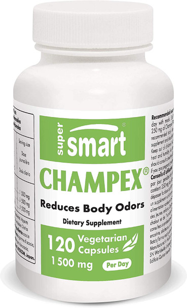 Supersmart  Champex 1500 mg Per Day  Detox  Bad Breath  Agaricus Bisporus Extract Powerful Detoxifier  Internal Deodorizer  NonGMO  Gluten Free  120 Vegetarian Capsules