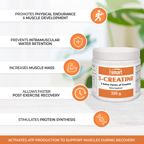 Supersmart  3Creatine  with Creatine Monohydrate  Physical Performance  Muscle Stimulator  Increase Faster PostExercise Recovery  NonGMO  Gluten Free  250 g Supersmart  3Creatine  with Creatine Monohydrate  Physical Performance  Muscle Stimulator  Increase Faster PostExercise Recovery  NonGMO  Gluten Free  250 g