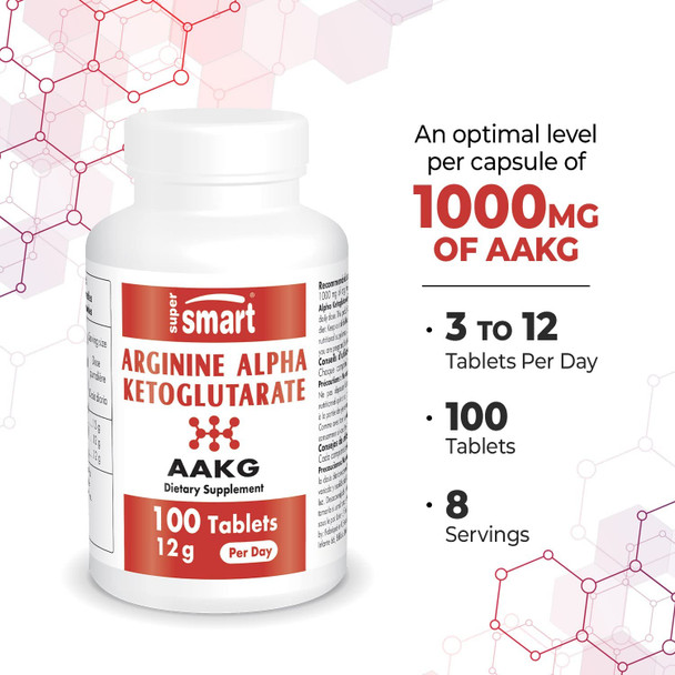Supersmart  Arginine Alpha Ketoglutarate AAKG 12 g Per Serving  Amino Acid Boost Immune System  Support Healthy Cardiovascular System  Muscle Mass  NonGMO  Gluten Free  100 Tablets