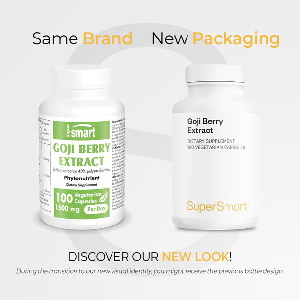 Supersmart  Goji Berry Extract 1500 mg Per Day  Immune System Booster  Lycium Barbarum Standardized to 40 Glycoconjugate Polysaccharides  NonGMO  Gluten Free  100 Vegetarian Capsules